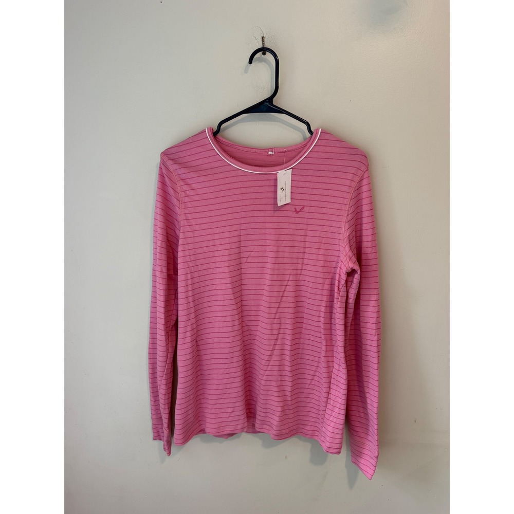 Grameen Market‎ Womens Pink Striped Long Sleeve Crew Neck T-Shirt XL New